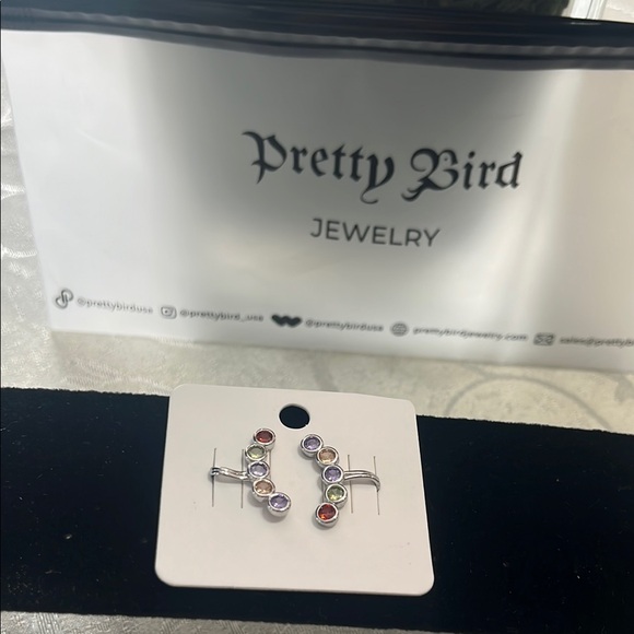 Pretty Bird White Gold Multi-Color Ear Cuff - Picture 1 of 3